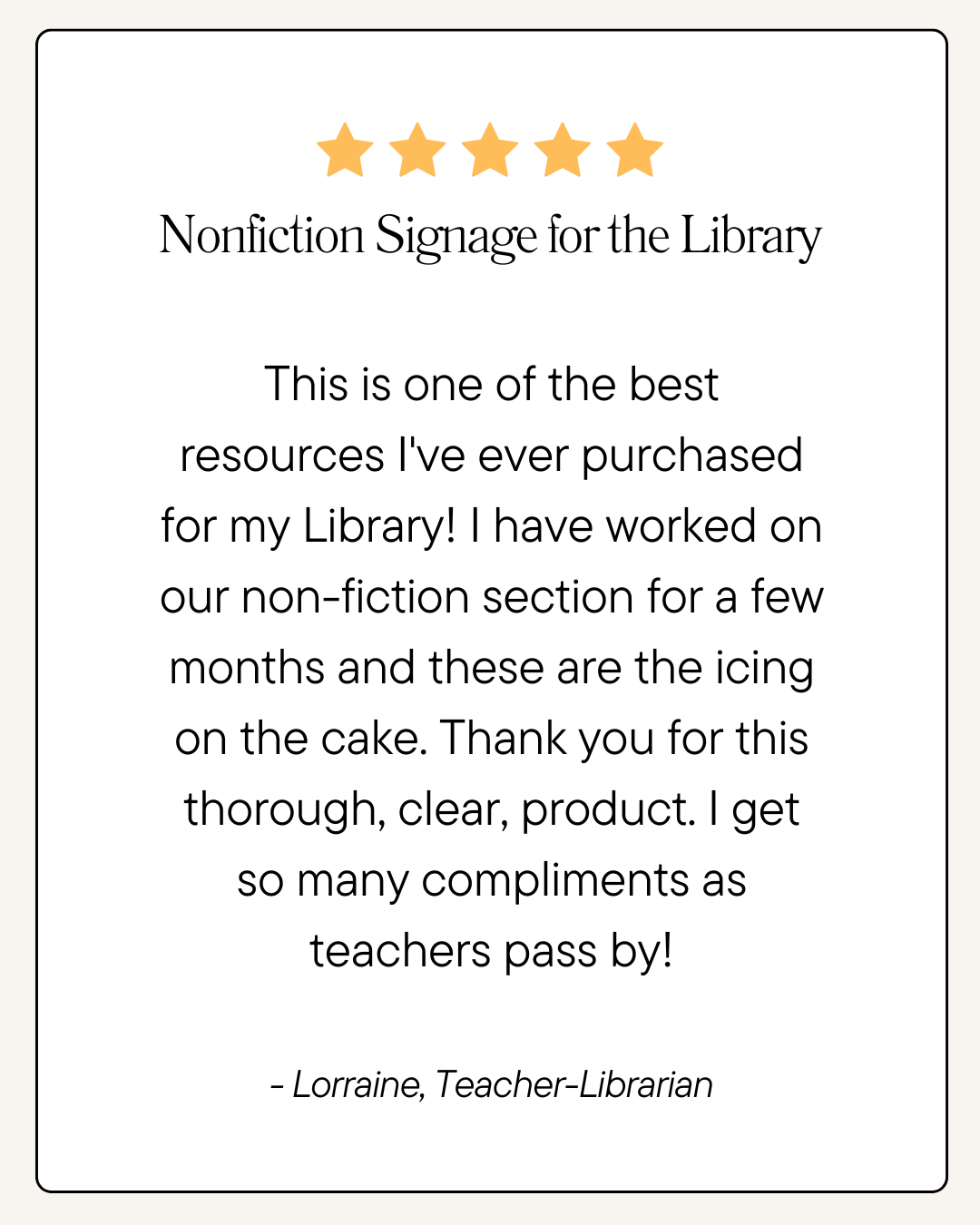 19 nonfiction signage testimonial